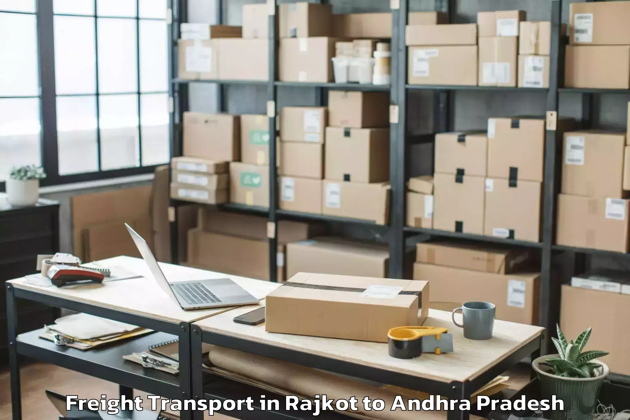 Top Rajkot to Tallapudi Freight Transport Available